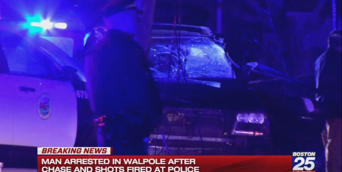 A man is under arrest in Walpole after shooting at police.  The pursuit ended on busy Main Street just outside the center of town