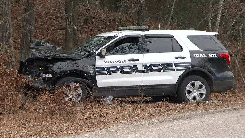 Walpole police officer flown to hospital after crash    
