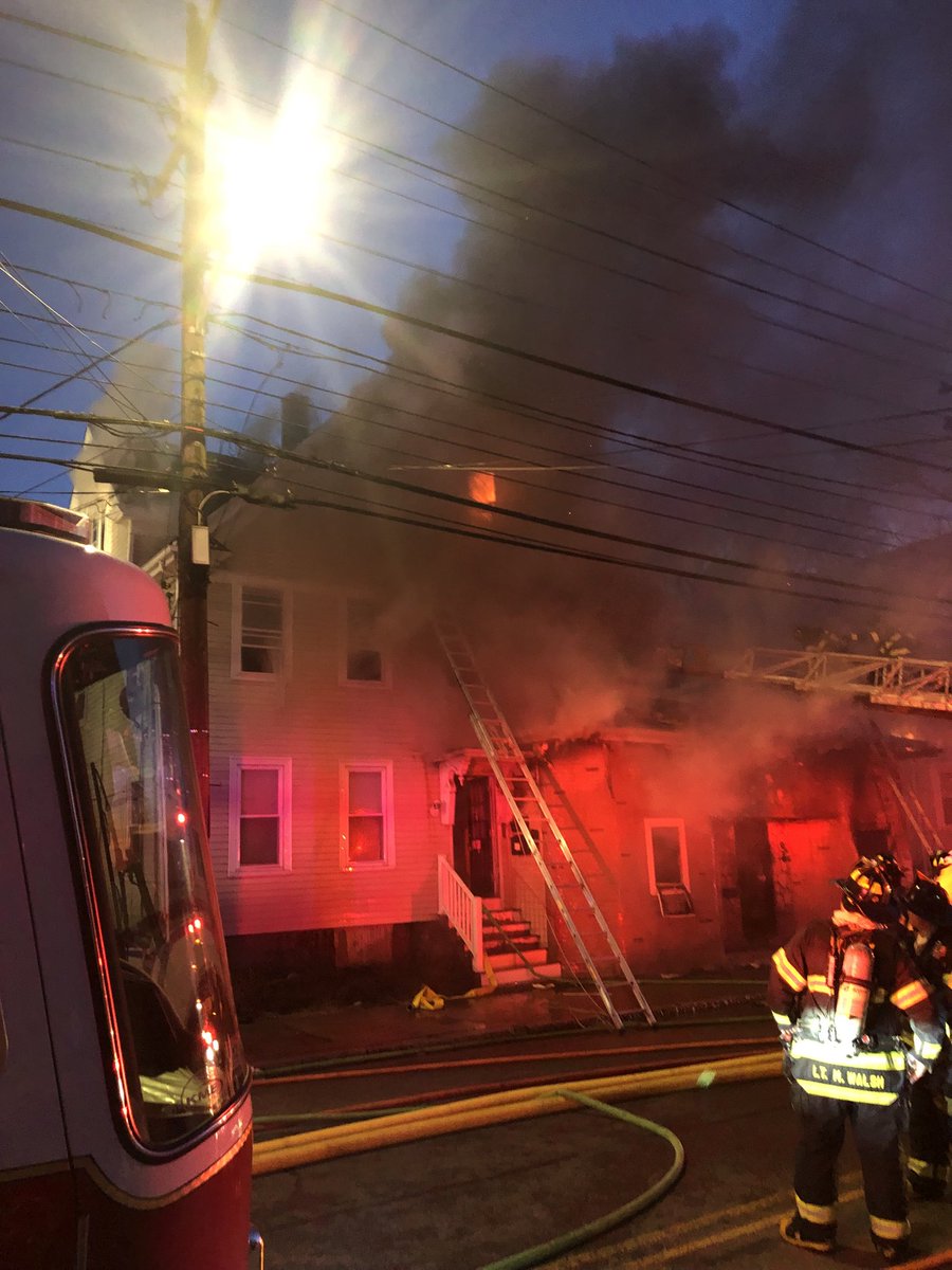 Scene when Quincy firefighters first arrived on Copeland Street this morning.   