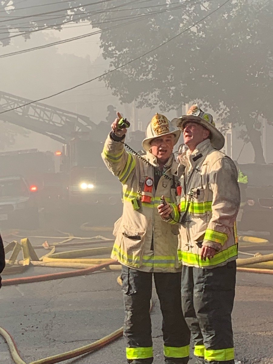Boston Fire Dept.:Incident Commander Chief of Operations Walsh orders a 9th Alarm. Shown here (l) with District Chief Whitman   