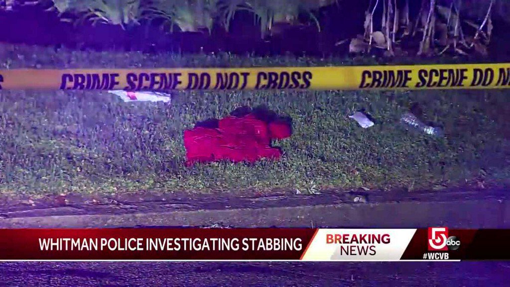 One person was stabbed Sunday night in Whitman. The incident happened on the corner of Washington Street and Belcher Drive.