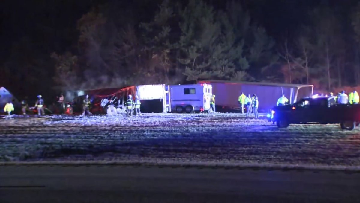 State Police say that 3 people have been transported to the hospital from this crash with what are believed to be non-life threatening injuries.