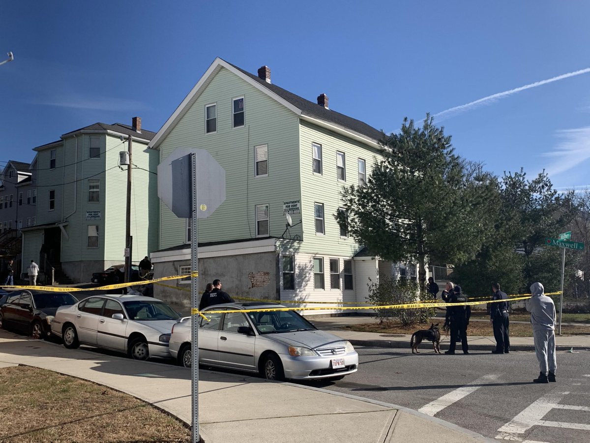Traffic in the area was detoured. Maxwell Street runs between Millbury and Vernon streets. Authorities searched the area for a dark sedan. A police dog aided in the investigation.