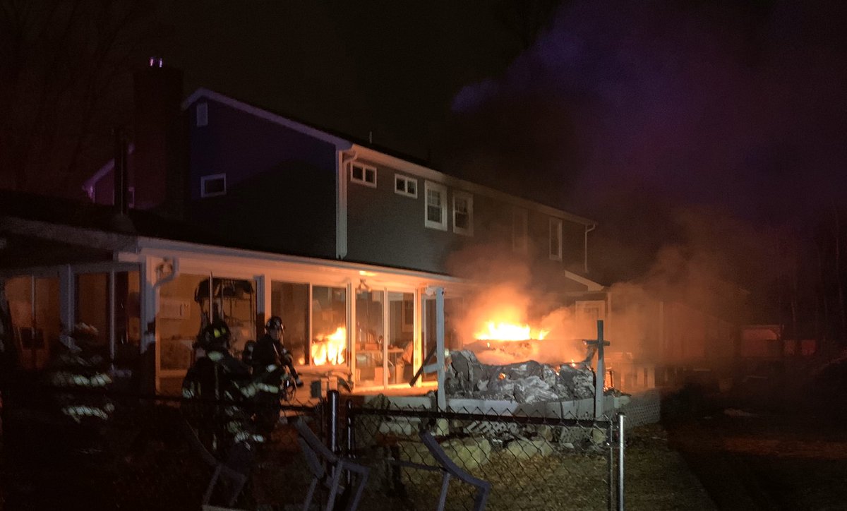Westborough Engine 4 & Ladder 1 worked this structure fire on Hundreds Road overnight. Crews made a quick knock &amp; limited damage to the exterior of the building, deck, &amp; hot tub. Special thanks to a neighbors dog that alerted a resident about the fire. There were no injuries