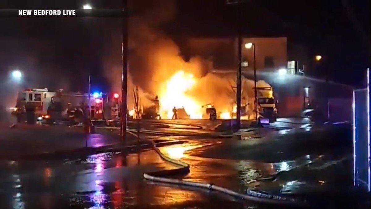 Fire broke out in several tractor trailers at the Sid Wainer & Son food distribution warehouse in NewBedford. The company was set to host their 2nd Food Rescue Pop Up tomorrow for local residents impacted by the Coronavirus outbreak.
