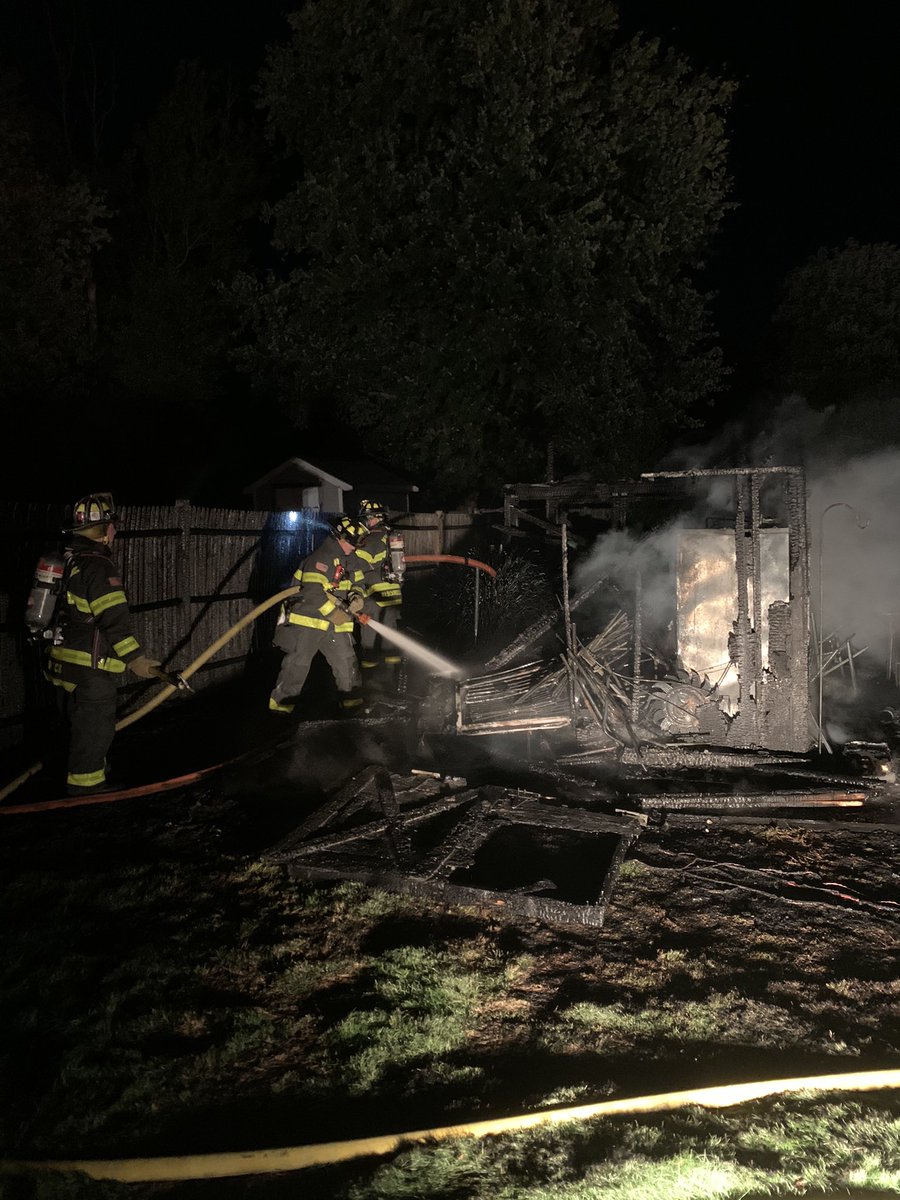 Early morning shed fire with damage to two homes this am. Whitman, Massachusetts 