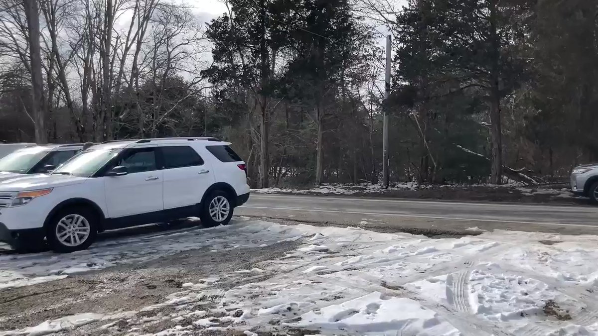 In Wareham. A distraught woman arrives as the Medical Examiner's van leaves with the recovered body of a man who disappeared while swimming in a pond yesterday