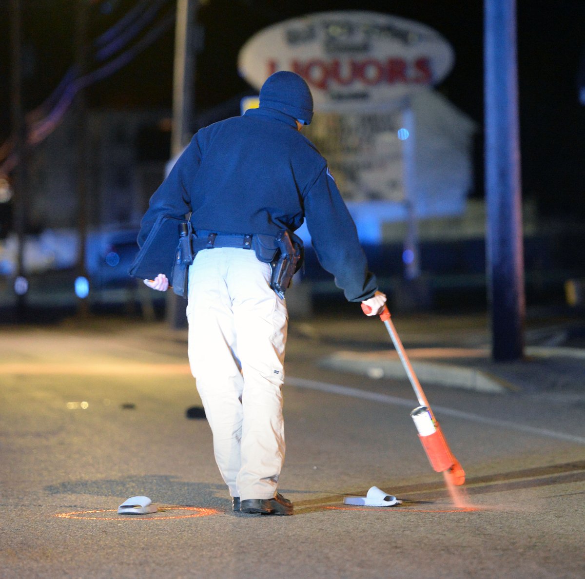 Massachusetts State Police reconstruction unit investigating a pedestrian accident on Centre Street and Empire Avenue in Brockton