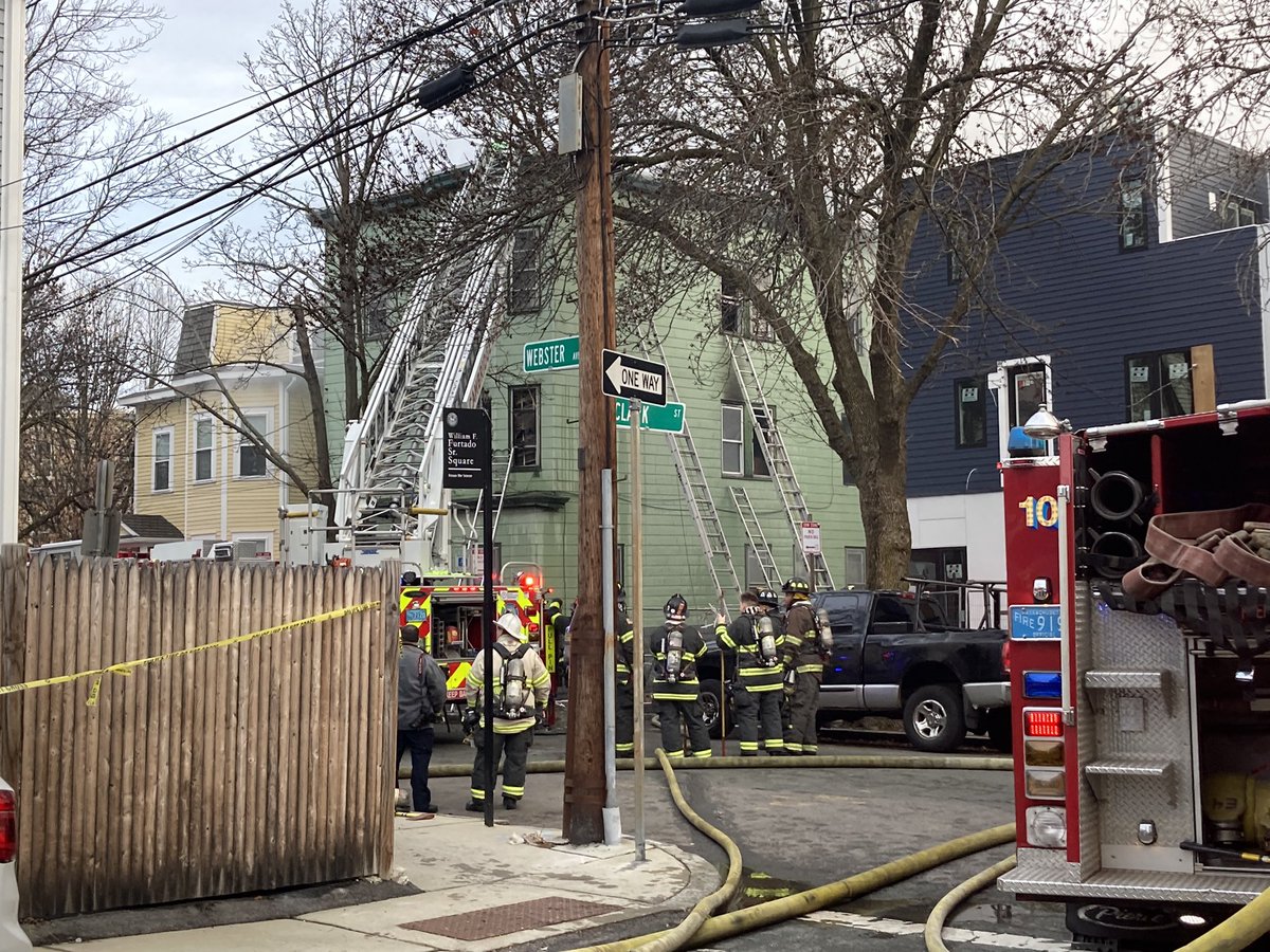 Fire at Webster Ave. though just pushed much further back by  @CambridgePolice