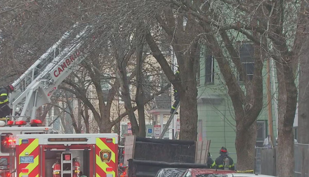 Large fire on Webster Avenue in Cambridge.