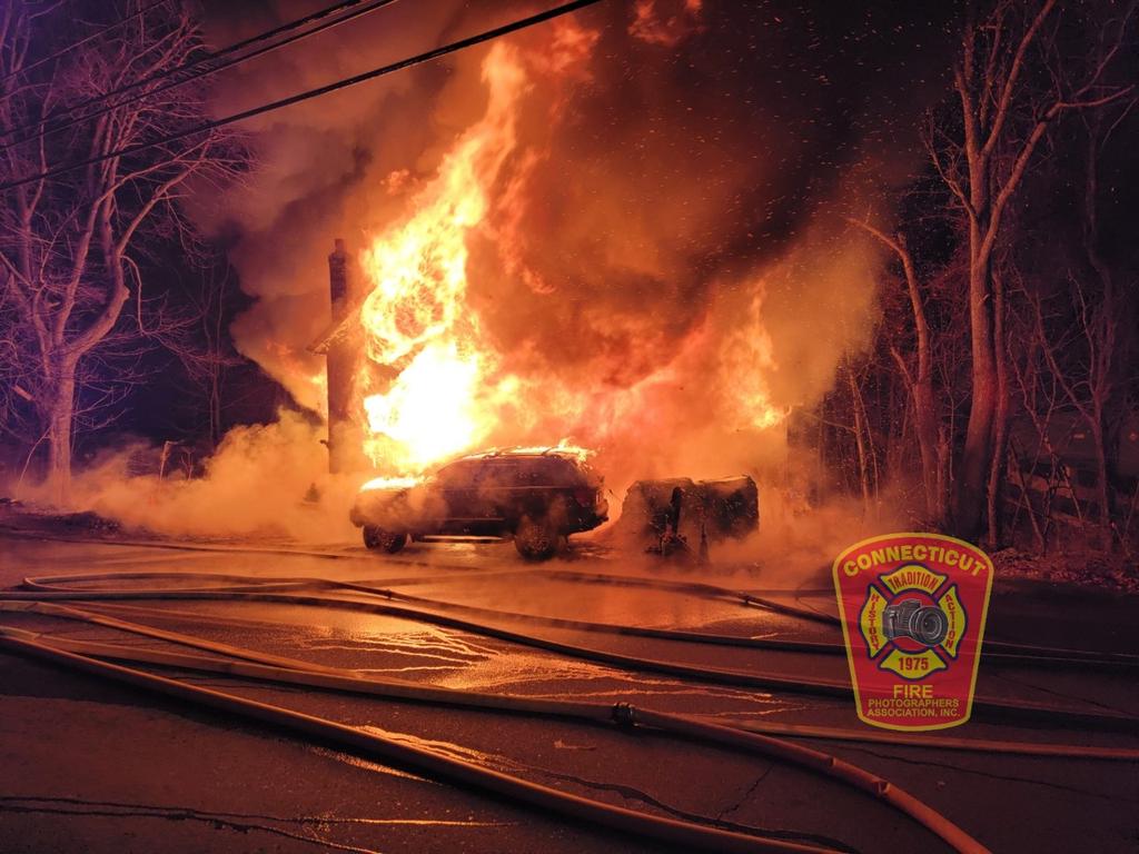 Scene of a three alarm, structure fire in Charlton, MA