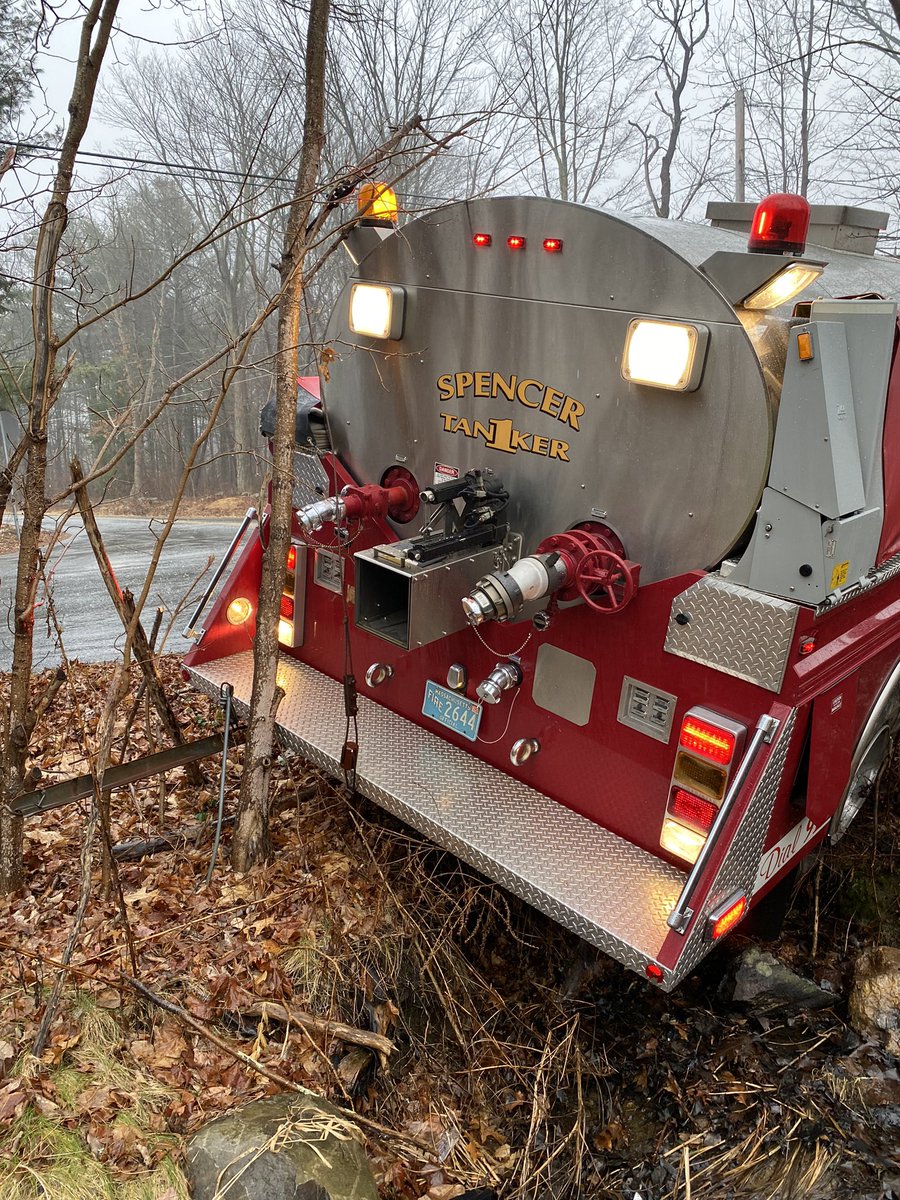 Multiple accidents throughout town due to the icy conditions. Tanker 1 is off the road returning from the structure fire in Charlton