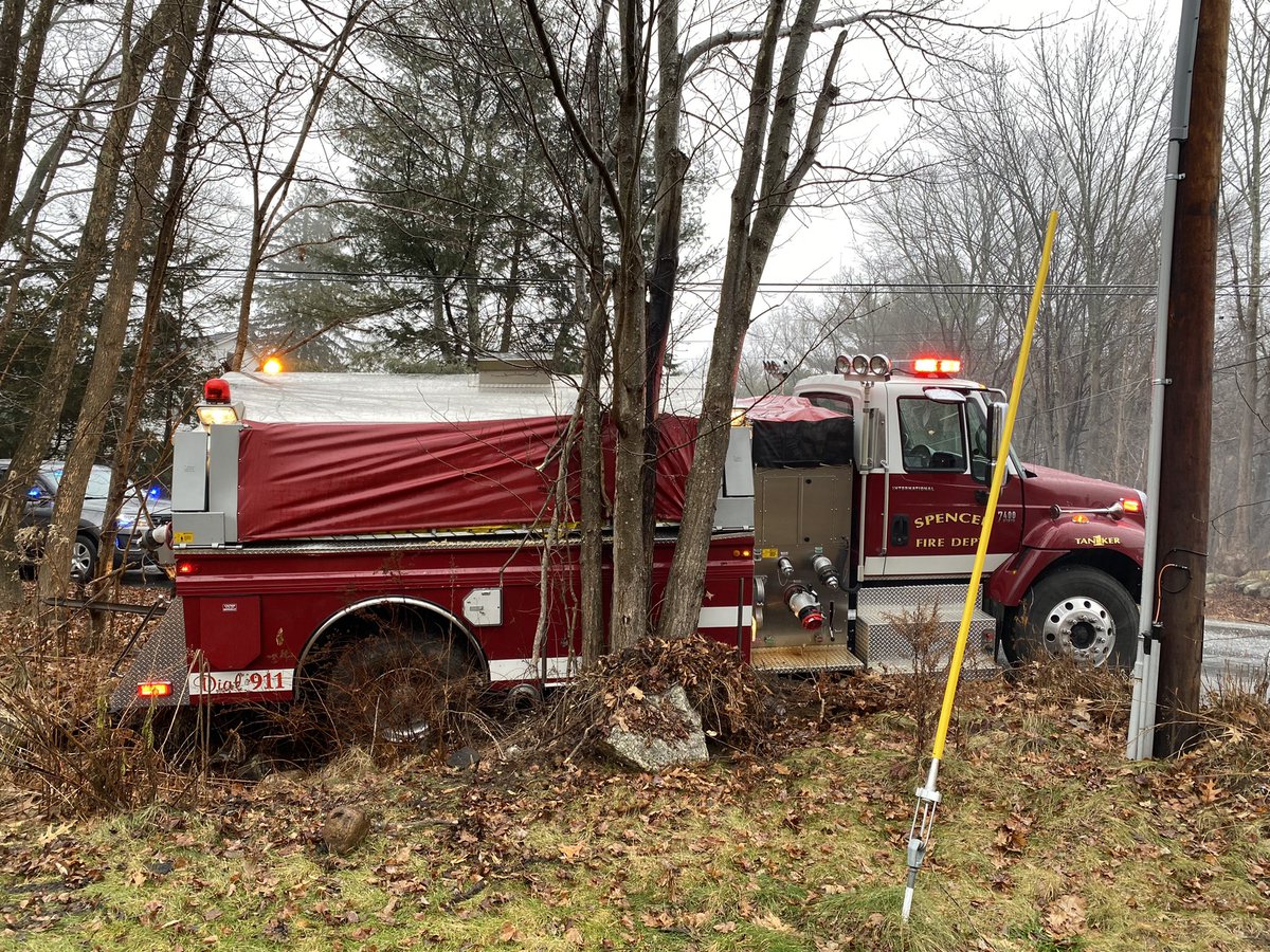 Multiple accidents throughout town due to the icy conditions. Tanker 1 is off the road returning from the structure fire in Charlton