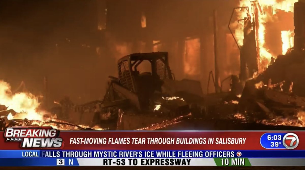 A massive motel fire has now spread to nearby buildings in Salisbury as strong winds continue to rip through the area. This is near Central Ave & Northern Blvd. Several streets are closed as firefighters try to get this under control.