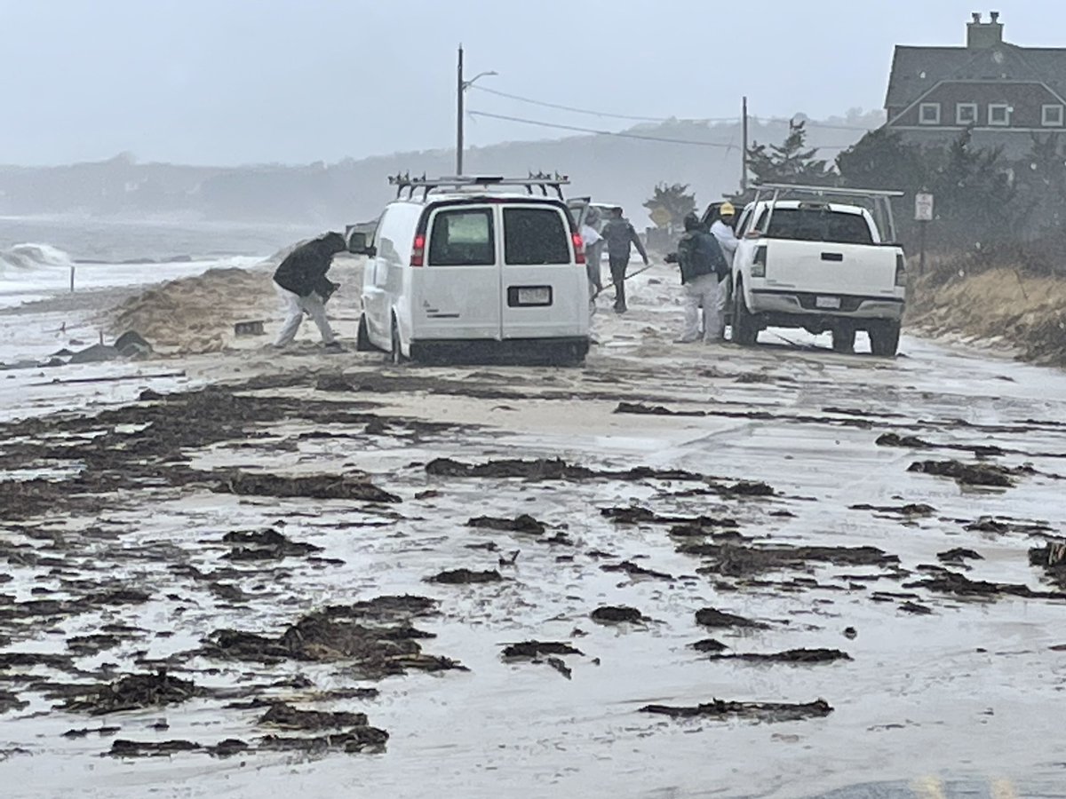 Falmouth, MA - Surf Drive - Coastal flooding and beach erosion/debris in the roadway with partial road undermining