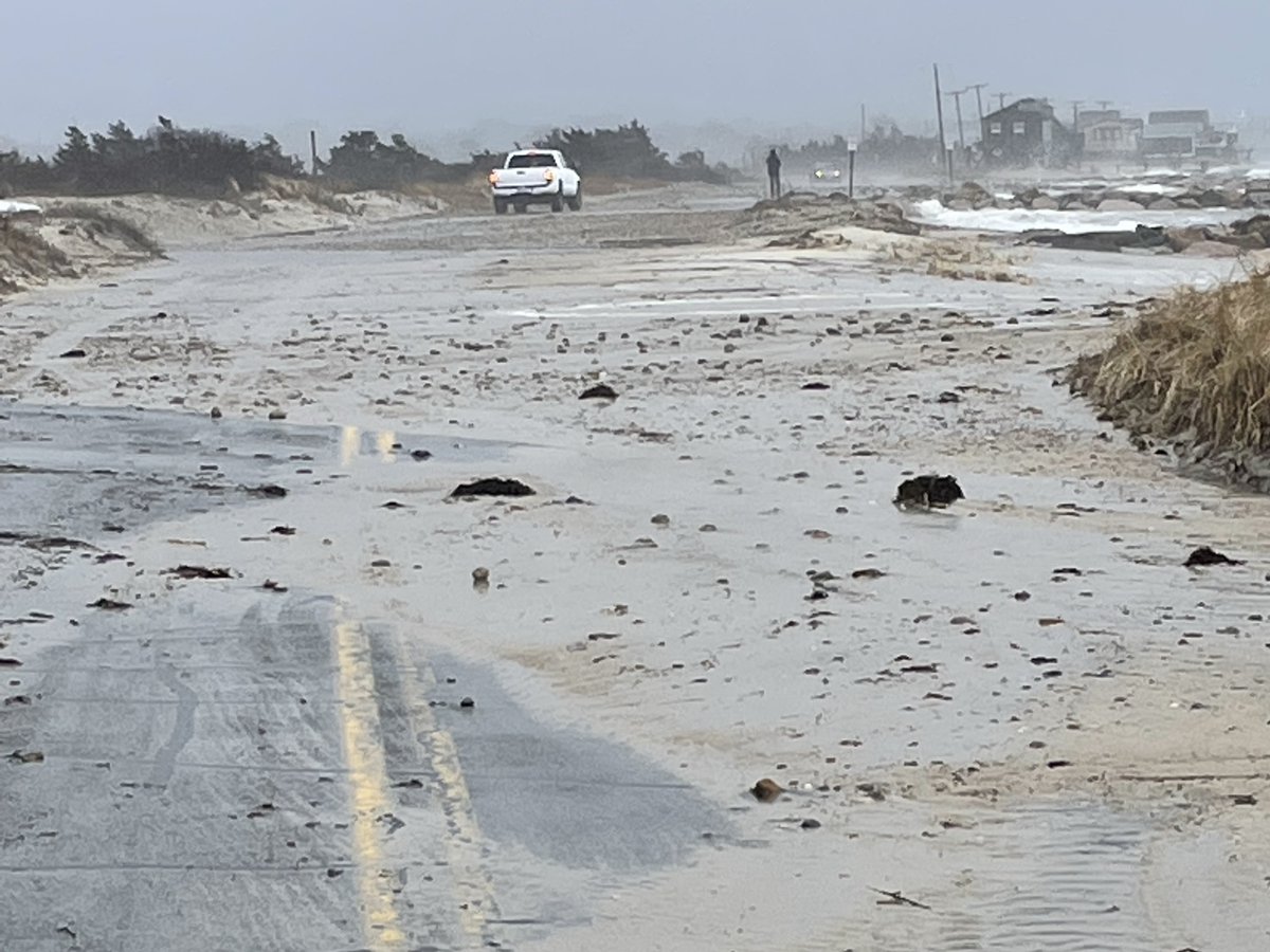 Falmouth, MA - Surf Drive - Coastal flooding and beach erosion/debris in the roadway with partial road undermining  