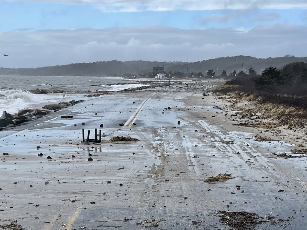 Falmouth, MA - Surf Drive - Coastal flooding and beach erosion/debris in the roadway with partial road undermining  