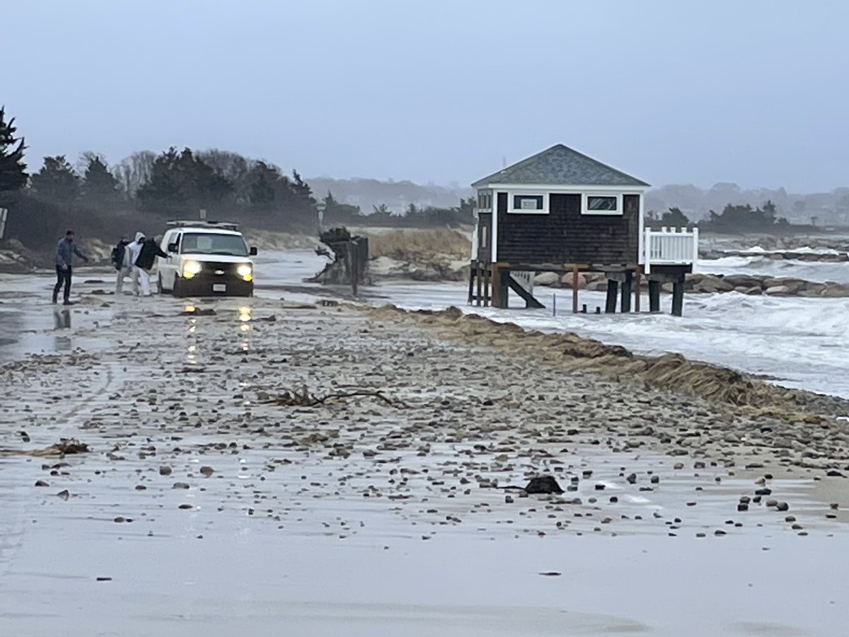 Falmouth, MA - Surf Drive - Coastal flooding and beach erosion/debris in the roadway with partial road undermining  