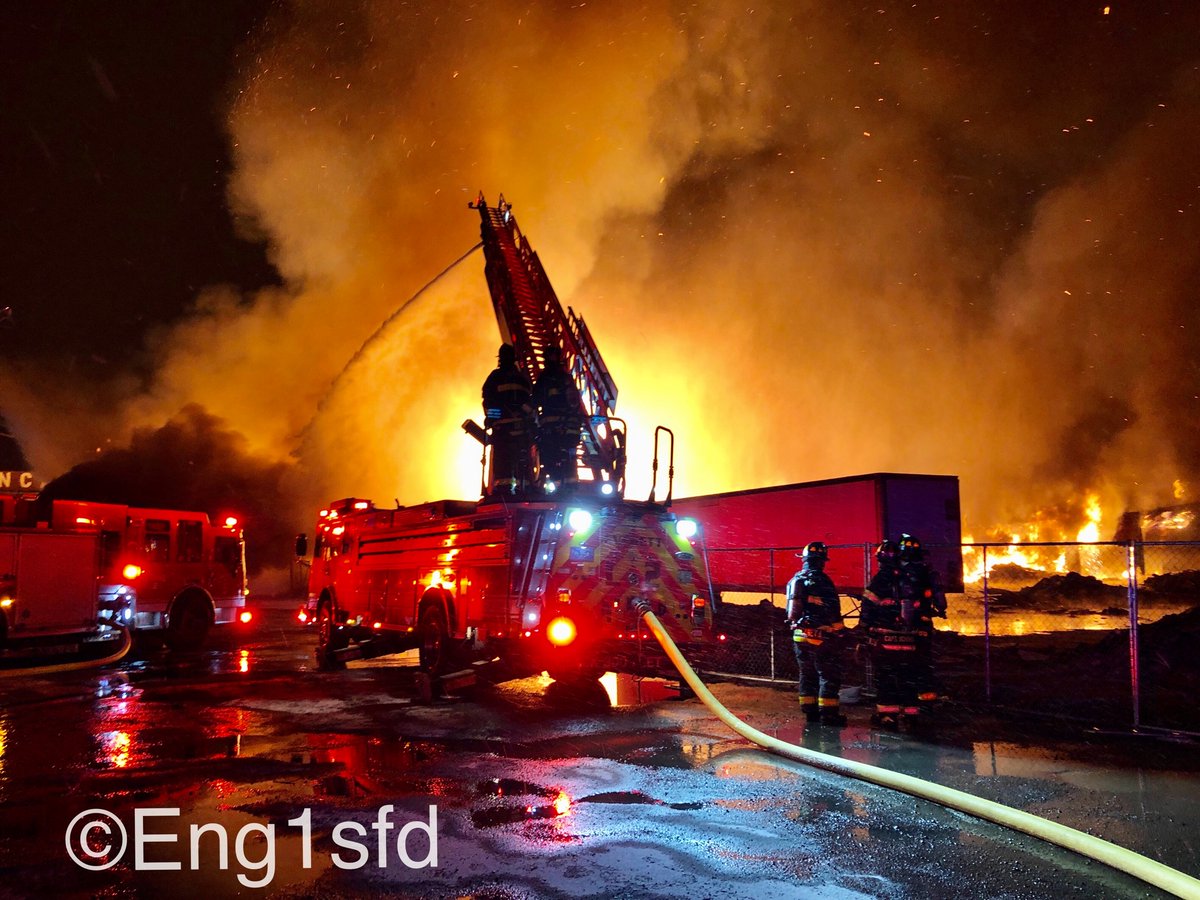 ** Everett MA, 2nd alarm+ fire 69 Norman St, large factory building under demolition once occupied by Duncan Galvanizing was fully involved in fire and now has collapsed.Units will be on scene for several hours overhauling