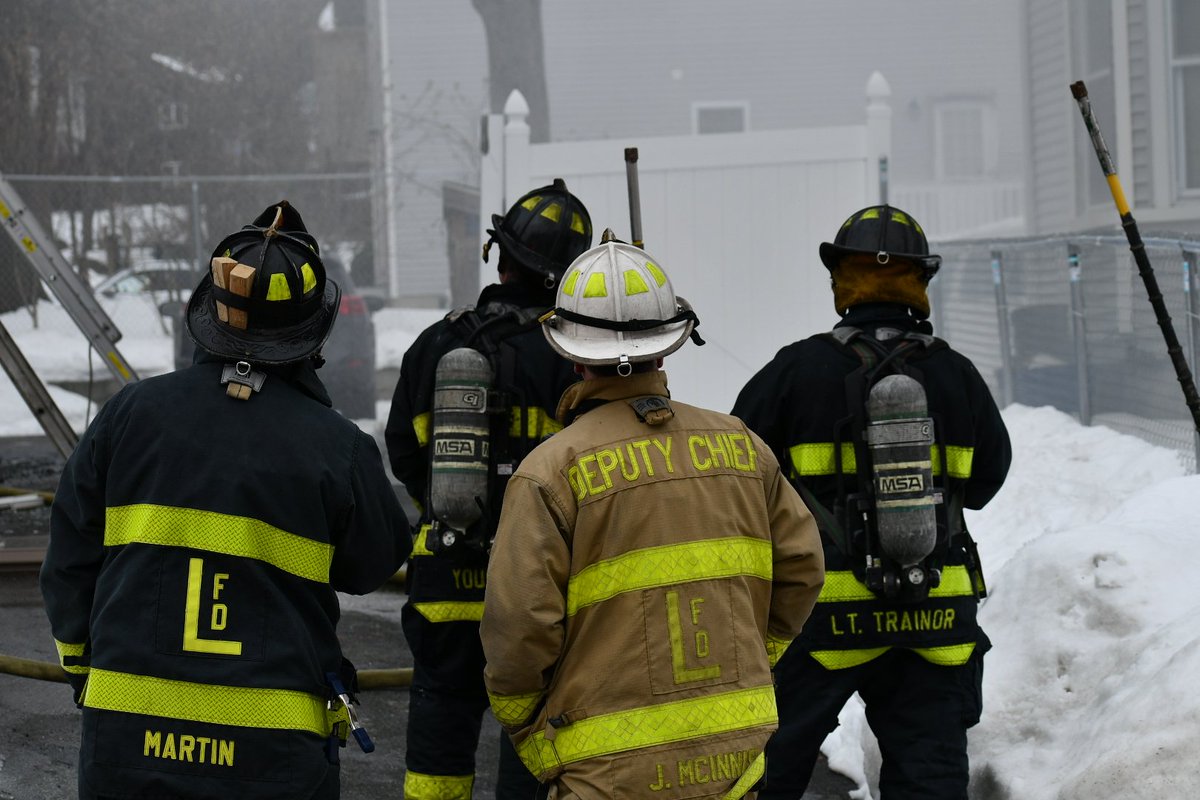Lawrence Firefighter's along with Mutual Aid Companies working at a residential fire on Swan St