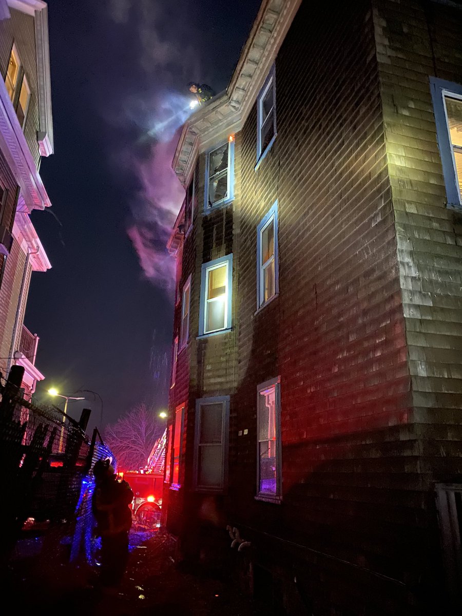 Boston Fire Dept.:At approximately 9:45 Fire on the 3rd floor of an occupied 3 family building on Kerwin st. Dor. Fire was on floor 3 and extended to the roof. Companies were able to rescue 1 resident from the 3rd floor