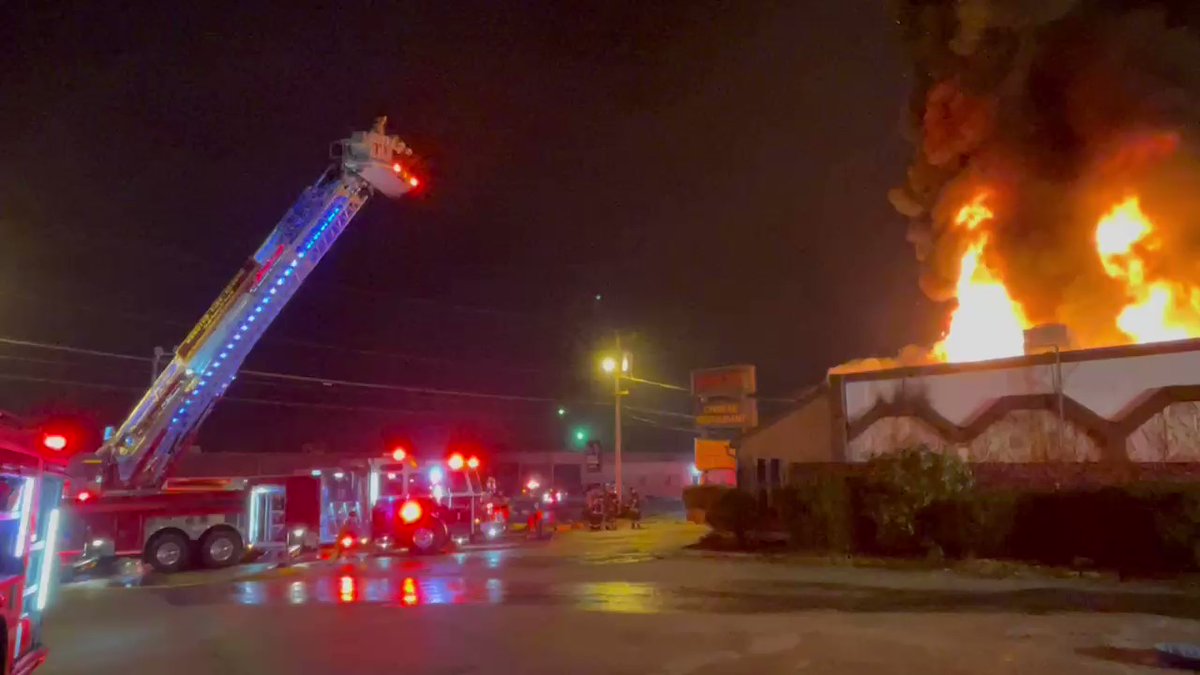 Restaurant fire in Webster. This is the Wind Tiki restaurant on Thompson road.