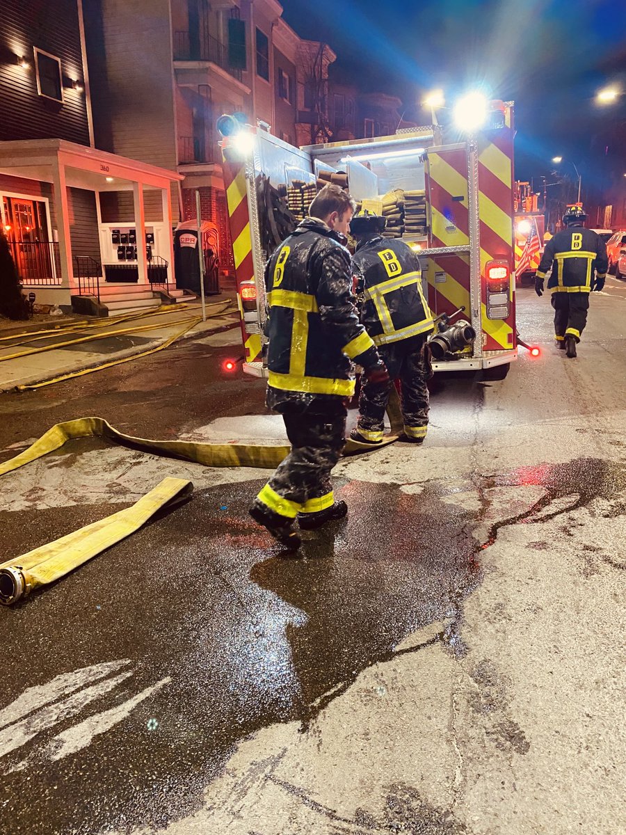 Boston Fire Dept.:Approx 12:30 companies working in frigid temperatures at a fire on Meridian St.  The fire on 2nd & 3rd floors . No injuries , but 19 residents were displaced, ⁦@RedCrossMA⁩ to help with housing.The ⁦@MBTA⁩ provided a bus to keep residents warm