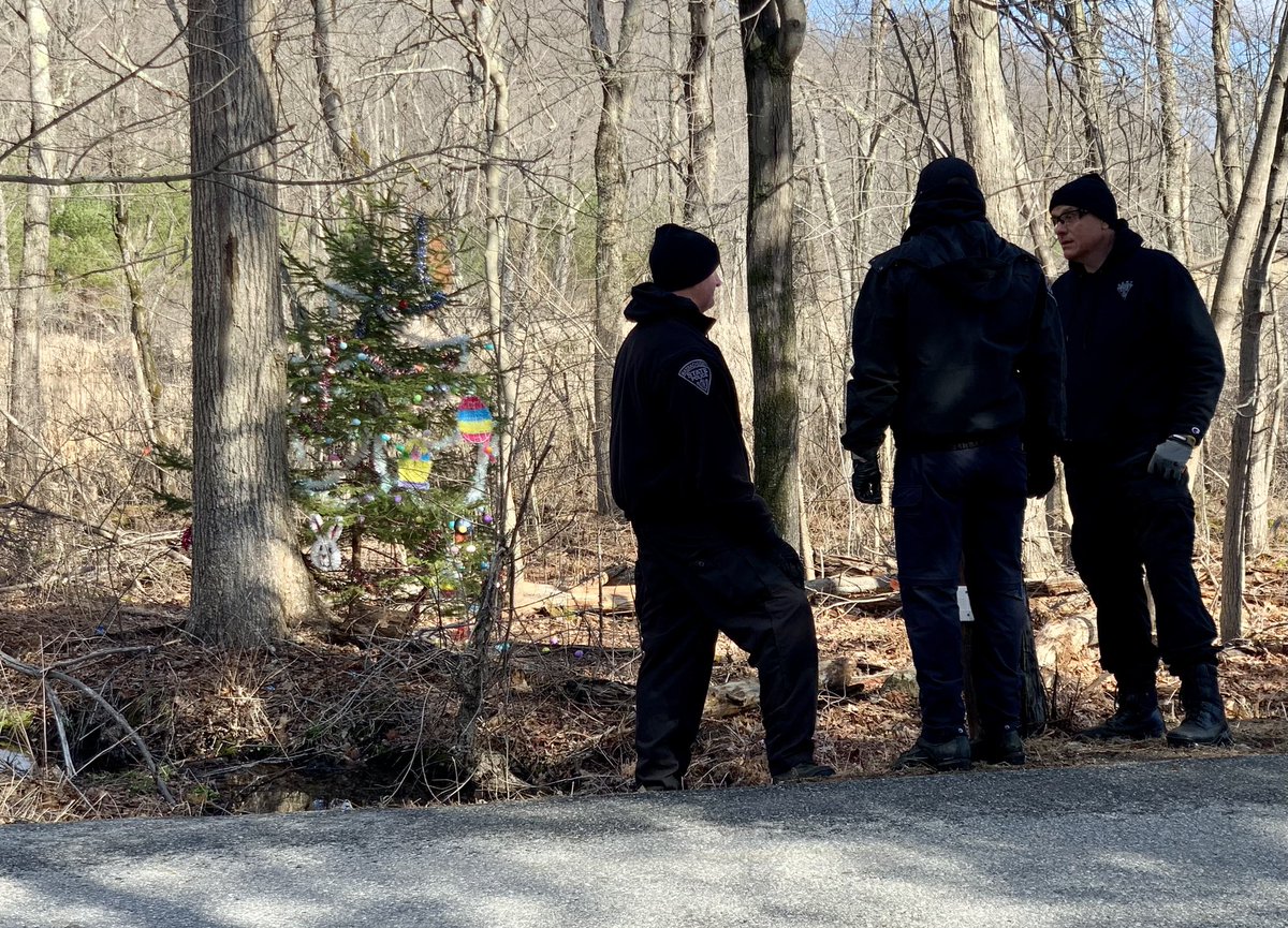 State Police investigators are back in Paxton walking the woods near where the male body was found a few weeks ago. Asnebumpskit Rd