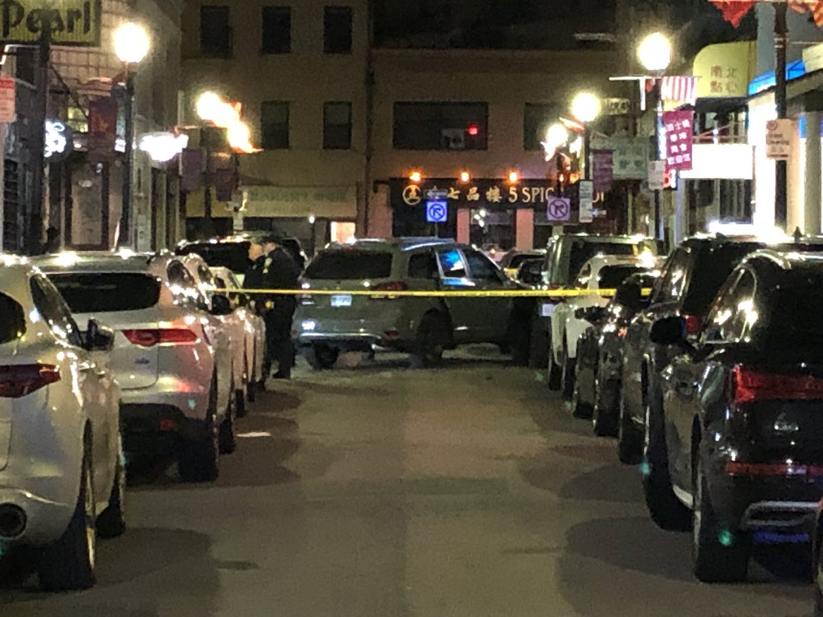 Boston: Tyler St, injured officer, BPD officer struck by vehicle, police discharged weapon, no one hit by gunfire, 3 in custody, officer transported 