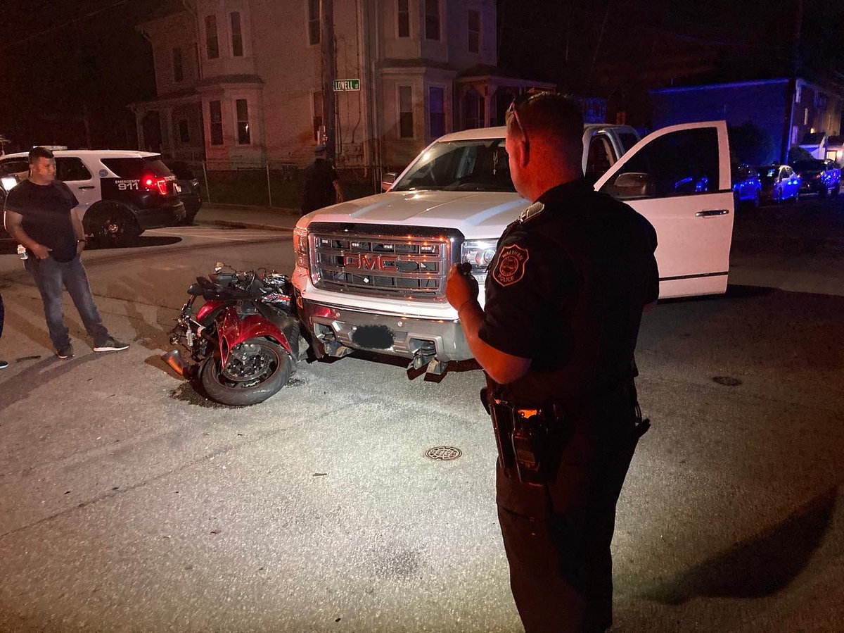 Waltham emergency crews on the scene of a motorcycle accident With Non life threatening injuries. This crash remains under investigation