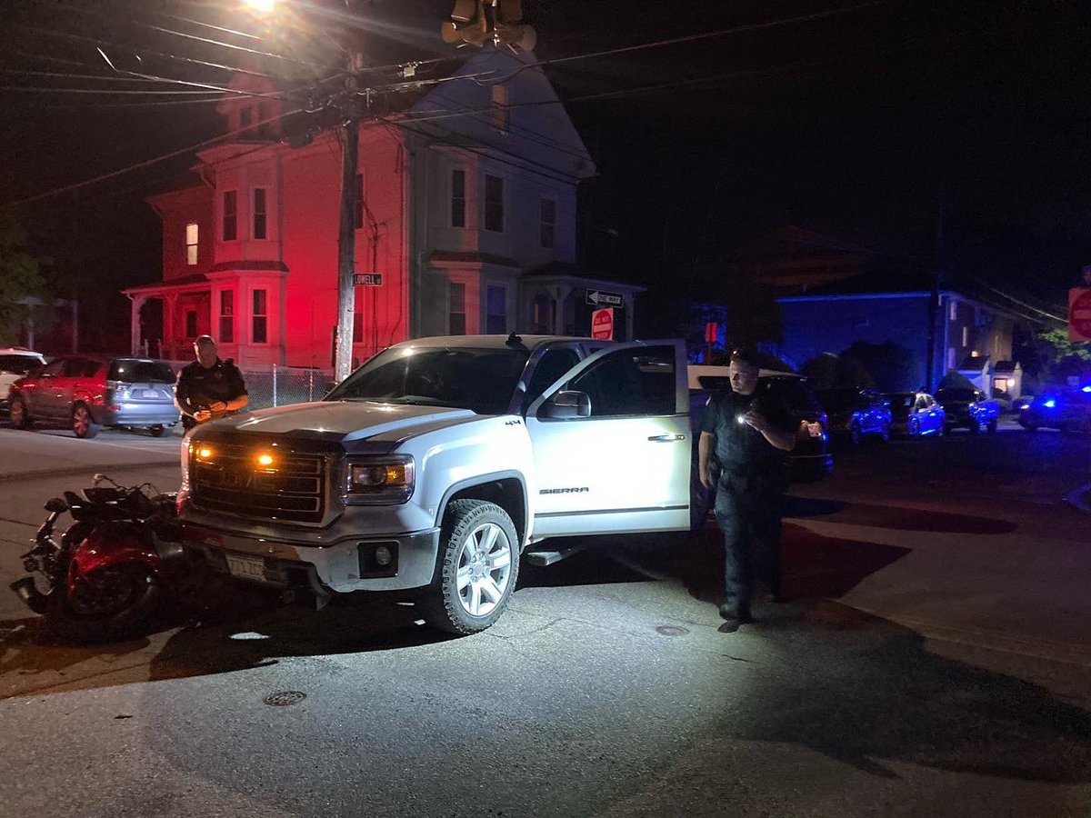 Waltham emergency crews on the scene of a motorcycle accident With Non life threatening injuries. This crash remains under investigation