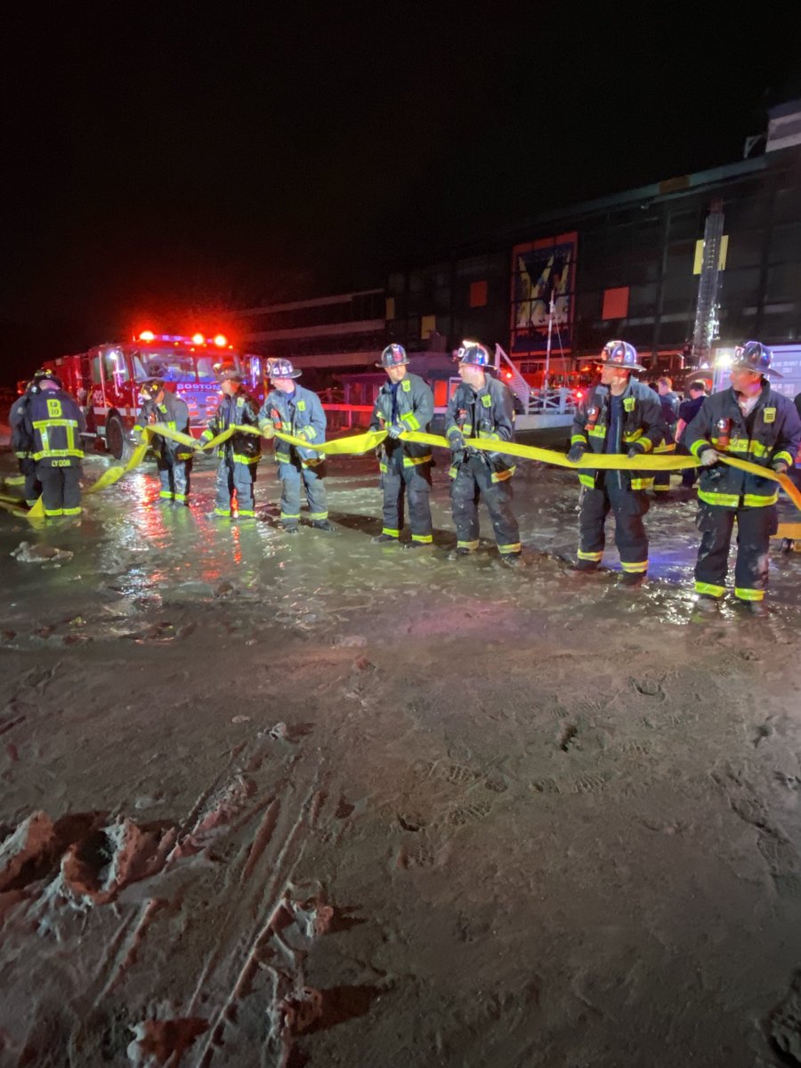 Boston Fire Dept.:Heavy fire knocked down companies are starting to make up the thousands of feet of line used to extinguish the fire. Detail companies will remain to check on any hot spots