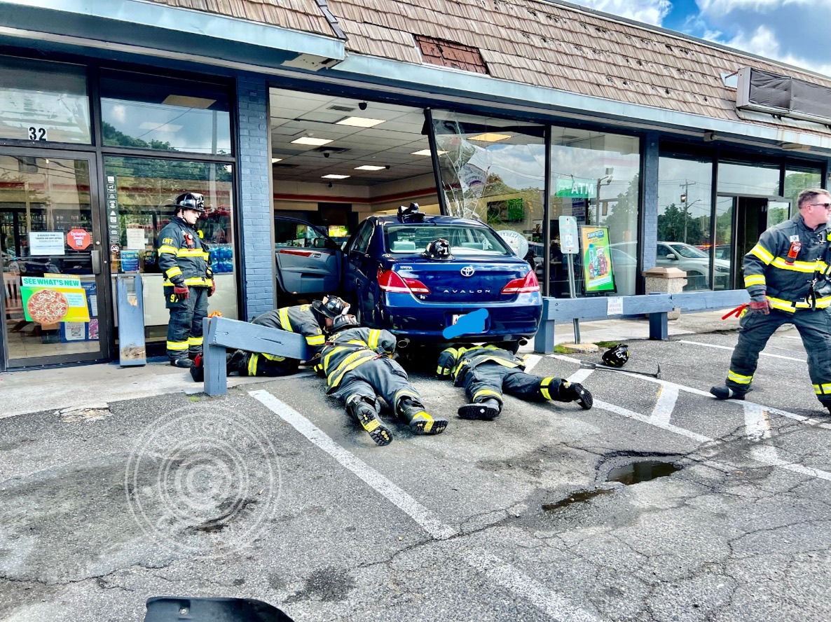 Saugus MA, Single Car accident 32 Hamilton St car into the 7-11 store,two elderly occupants of the car not hurt, no one injured in the store.Inspectional services working with the FD to secure property. Business will be closed until deemed safe