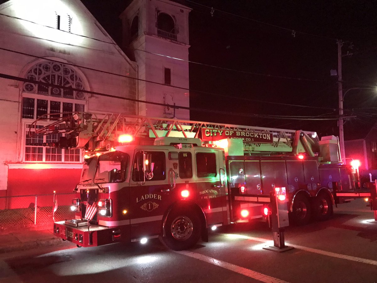 1st Alarm Brockton Ma. Wyman at Turner Streets. Small fire under a porch of a large wood frame church. (1) line in operation, Request FPU