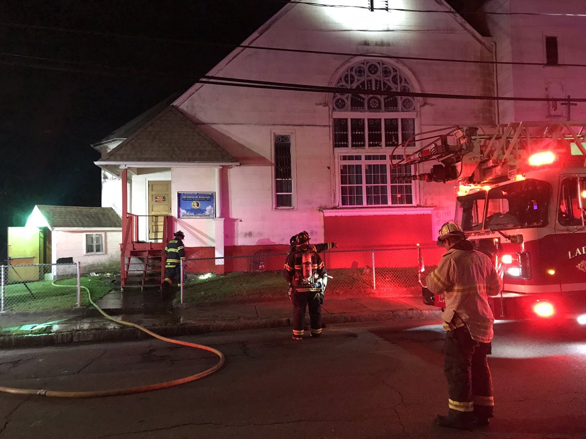 1st Alarm Brockton Ma. Wyman at Turner Streets. Small fire under a porch of a large wood frame church. (1) line in operation, Request FPU