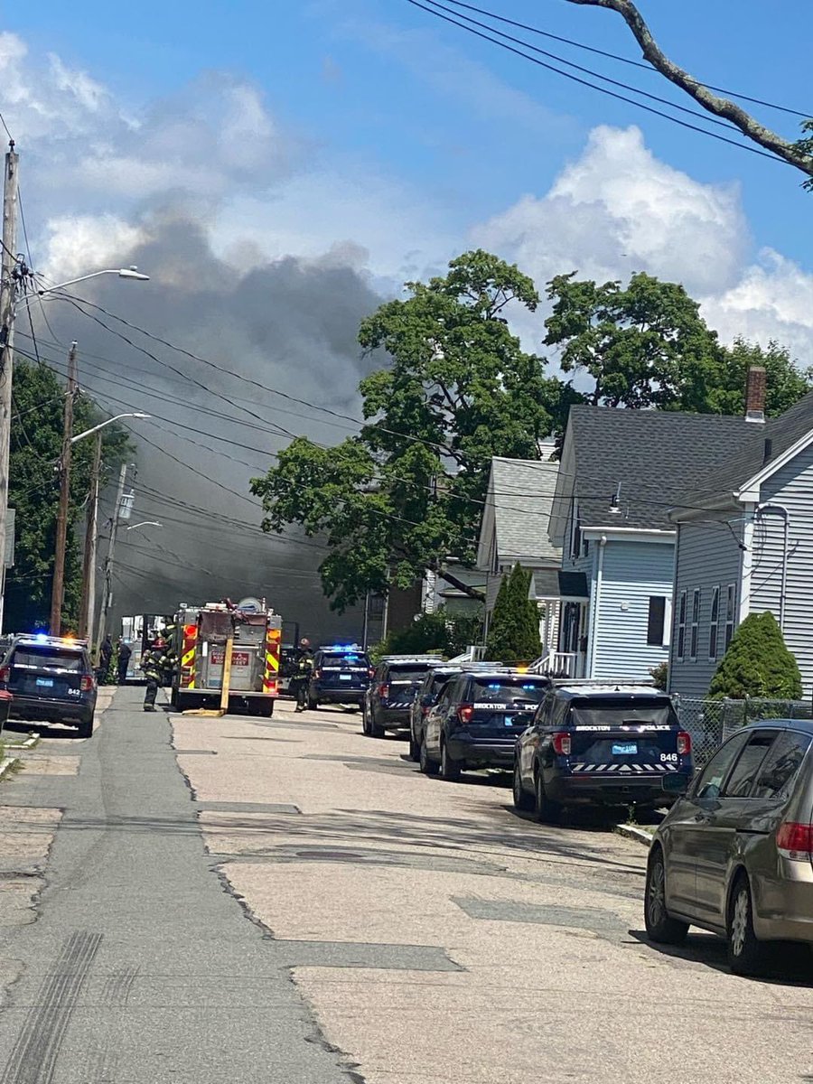 @Brockton_Fire battling a 2nd alarm house fire on Taber Avenue 