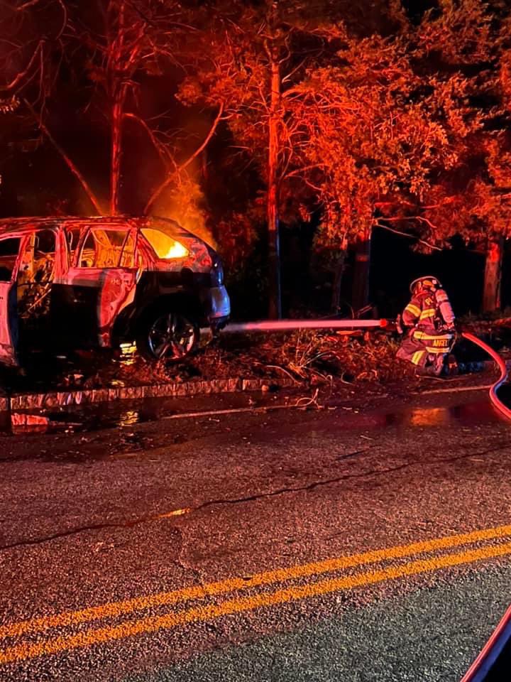 Plainville firefighters responded to a car fire caused by a crash involving a pole on Taunton Street around 2:30 this morning. Expect power outages in the immediate area while the pole is replaced