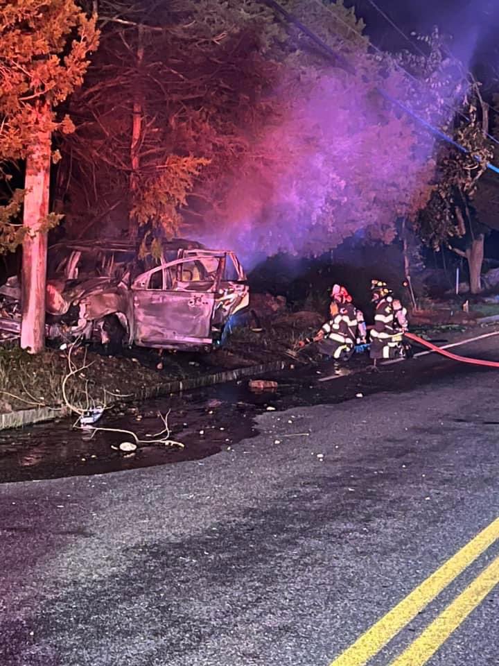 Plainville firefighters responded to a car fire caused by a crash involving a pole on Taunton Street around 2:30 this morning. Expect power outages in the immediate area while the pole is replaced