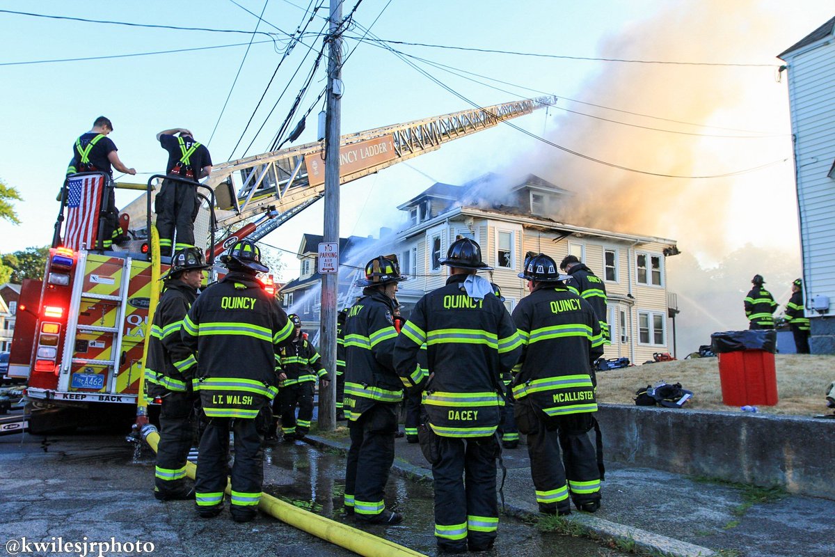 Firefighters in Quincy continue to battle heavy fire inside of a rooming house on Bigelow St that started around 3am this morning. Chief Jackson says that one person jumped from the 2nd floor to escape the flames