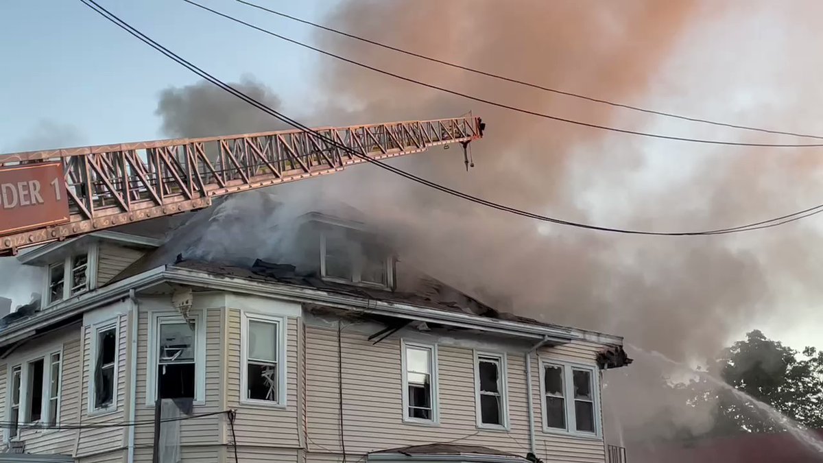 Quincy Fire Chief tells us 1 person jumped from the 2nd floor to escape the flames & firefighters rescued 3 occupants over ladders