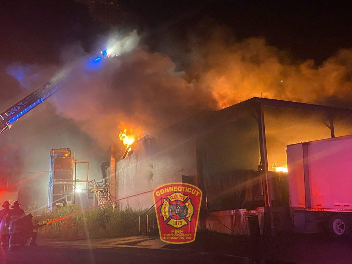 Scene of a three alarm, factory fire in Dudley, MA.