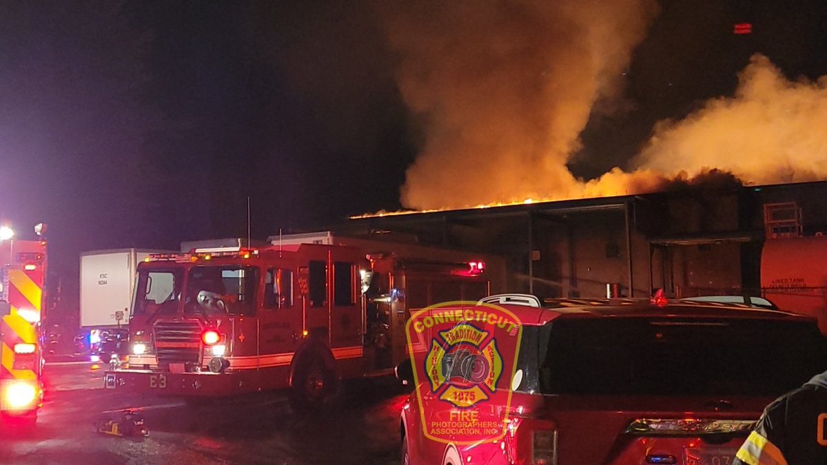 Scene of the now 5th alarm, factory fire in Dudley, MA   