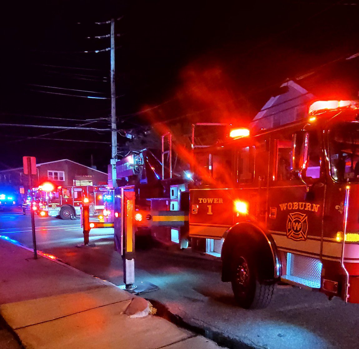 Fire scene photos of @Woburnfire971 @WoburnFire this early mornings working fire at 4 Nichols St box 26 that was across Street from the Engine 2 North Woburn firehouse