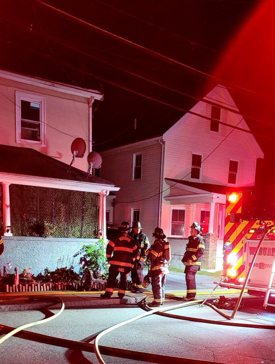 Fire scene photos of @Woburnfire971 @WoburnFire this early mornings working fire at 4 Nichols St box 26 that was across Street from the Engine 2 North Woburn firehouse