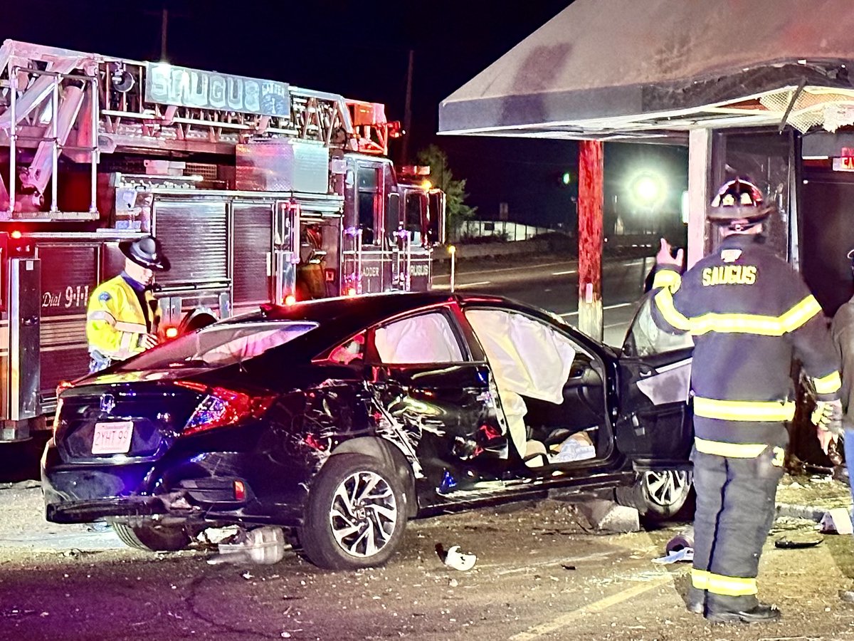 Into the fast lane at Boston Market. One person transported to the hospital after the car she was driving crashed into the bldg about 1:30am Saturday morning in Saugus. Non life threatening injuries