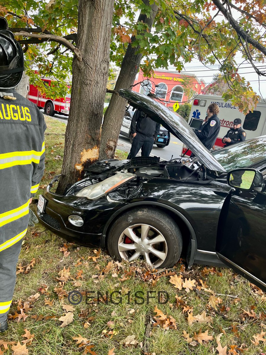 Saugus MA, single car accident RT-1 south exit ramp to Main St, car off the road into a tree. No injuries and public safety units have the scene cleared up now