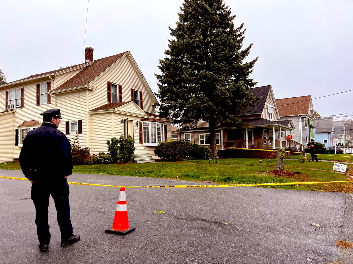 A man has been shot and transferred to the hospital. This house on Burncoat St. is surrounded by crime scene tape and 3 Worcester police officers