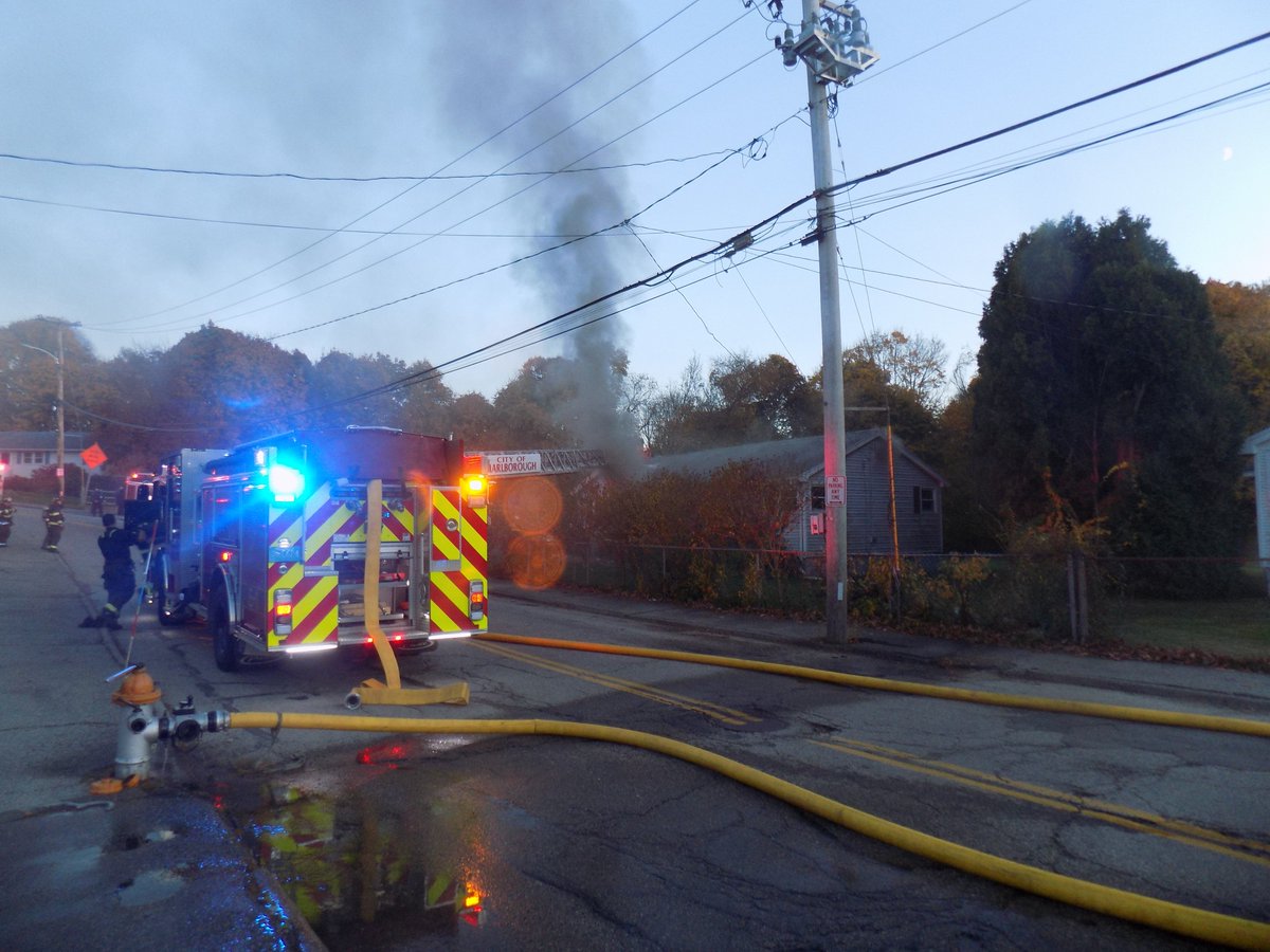 Yesterday, at 17:34. The Marlborough Fire Department received a call for a reported structure fire at 11 Peters Ave. E3 was first due and had smoke and fire showing from the structure on arrival and they struck the box and the 1st alarm. E3 stretched a line into the building