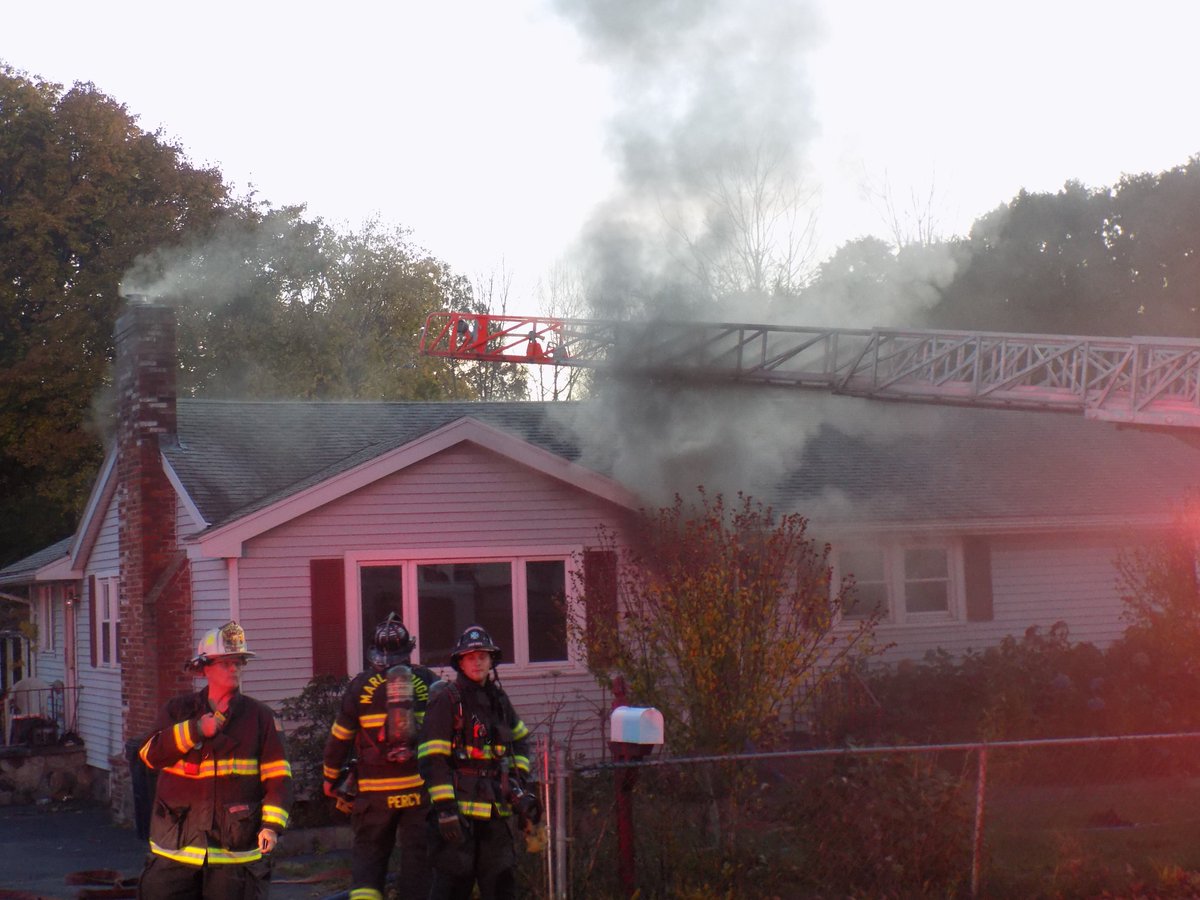 Yesterday, at 17:34. The Marlborough Fire Department received a call for a reported structure fire at 11 Peters Ave. E3 was first due and had smoke and fire showing from the structure on arrival and they struck the box and the 1st alarm. E3 stretched a line into the building