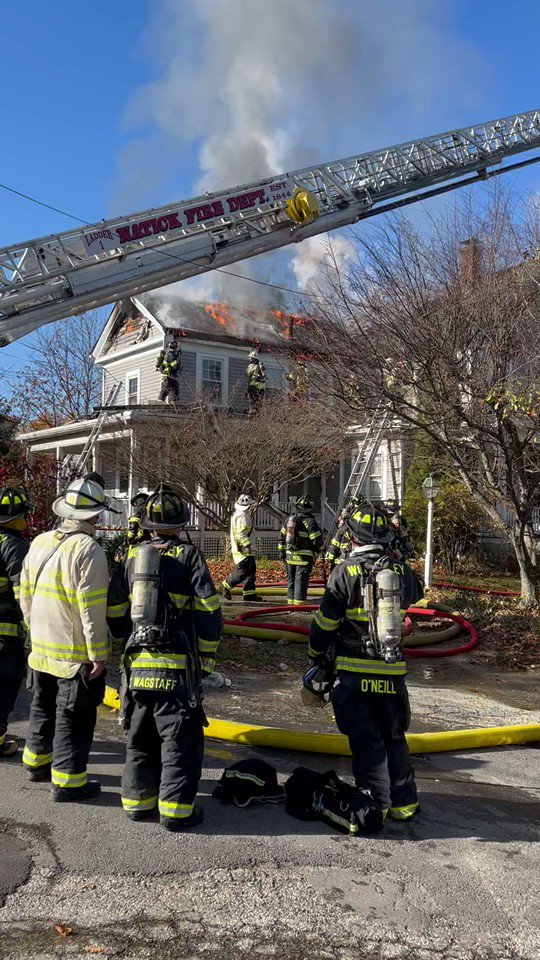 House fire on Union Street in Natick  Firefighters tell no injuries, no one inside home   Cause of fire unknown at this time